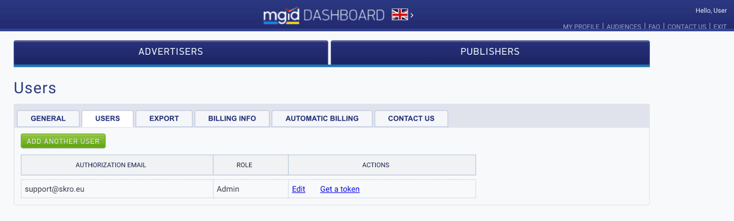 Get MGID API token