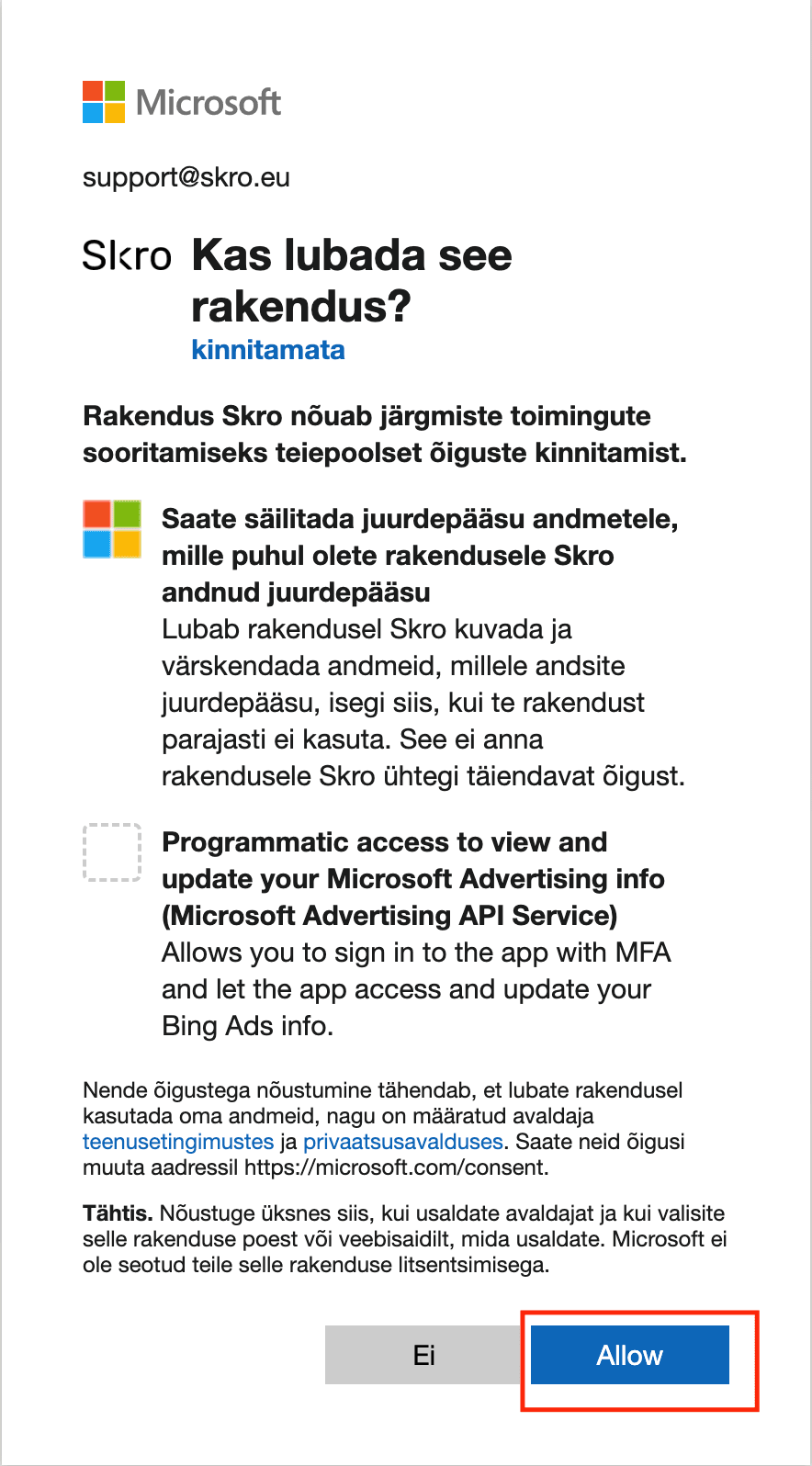 Microsoft Ads Integration step 3