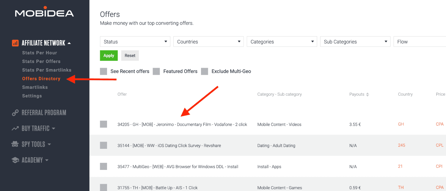 Get Mobidea Offer URL link 1