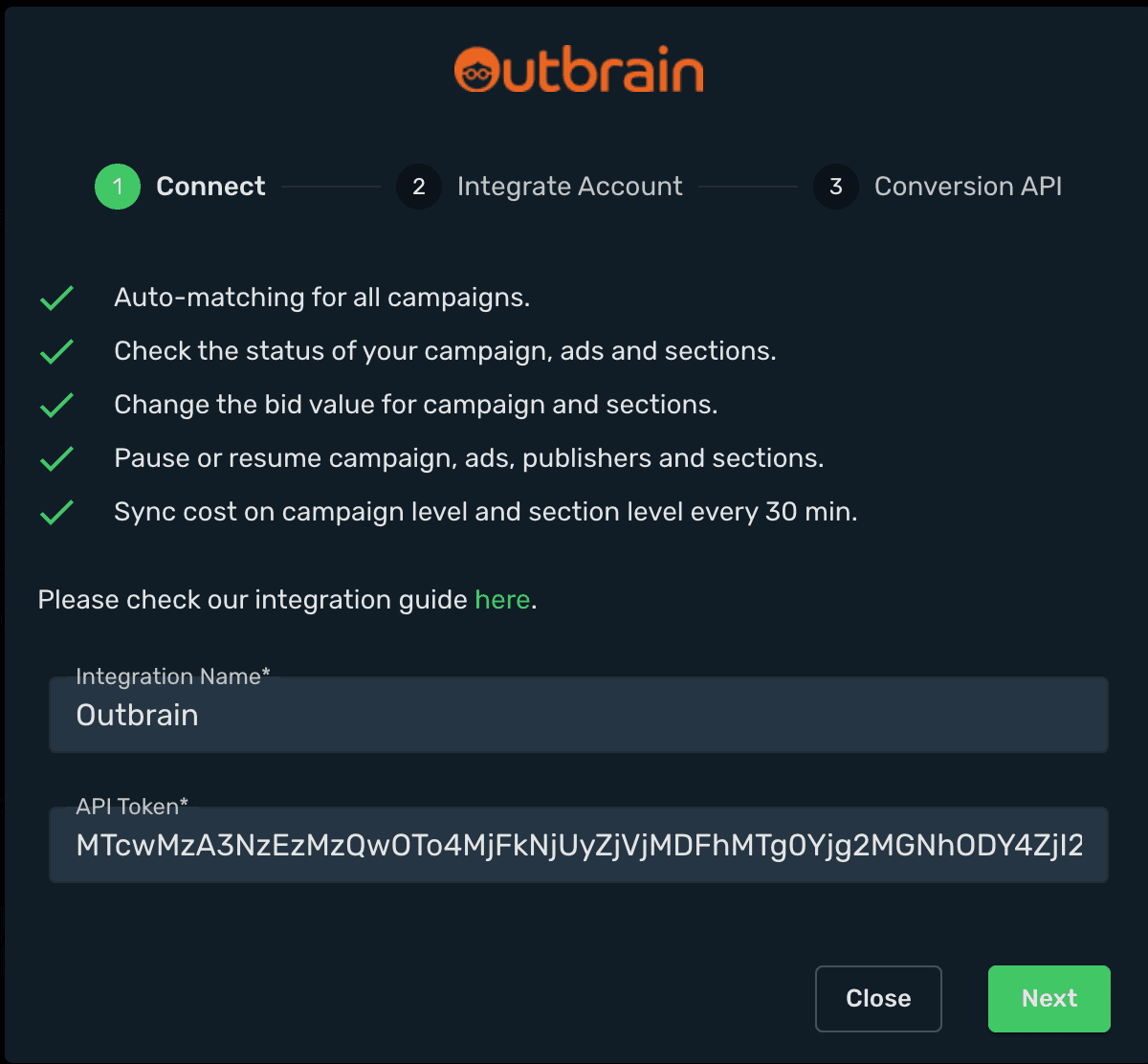 Outbrain Integration step 3