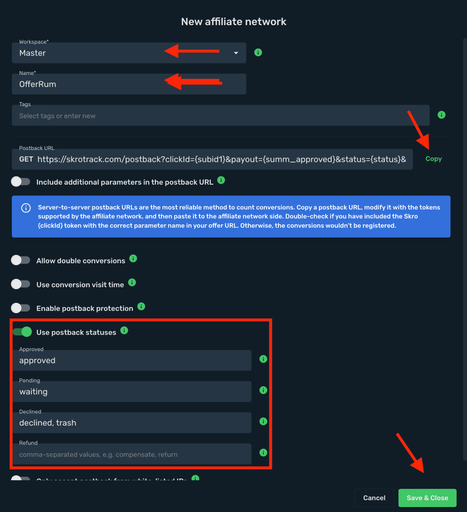 Save OfferRum as affiliate network