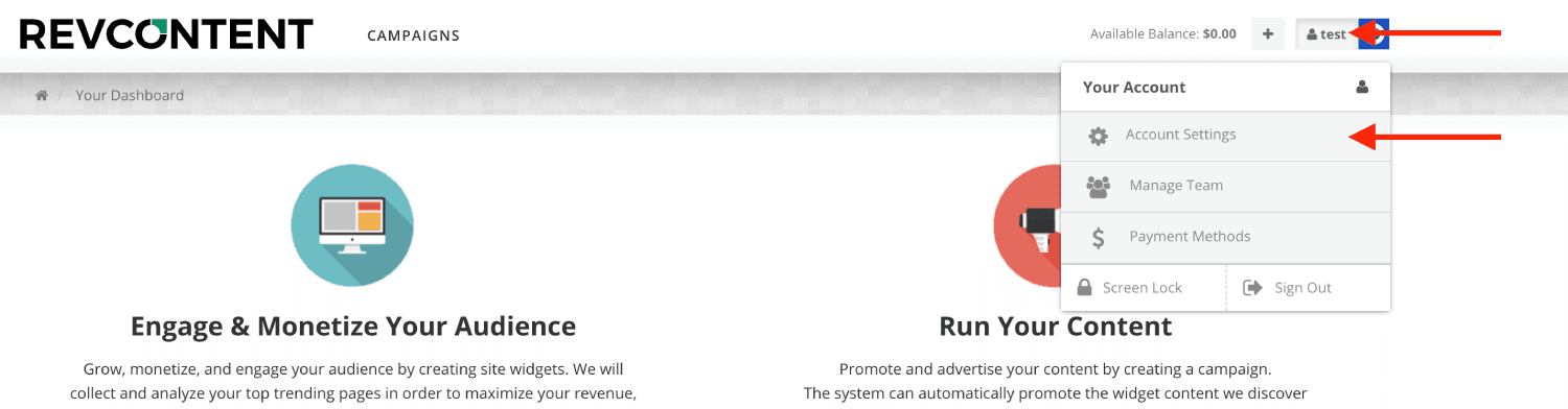 Get Revcontent api credentials 1