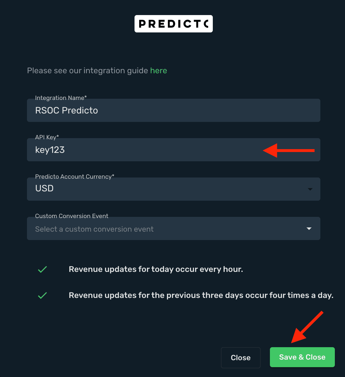 Predicto.ai RSOC integration step 3