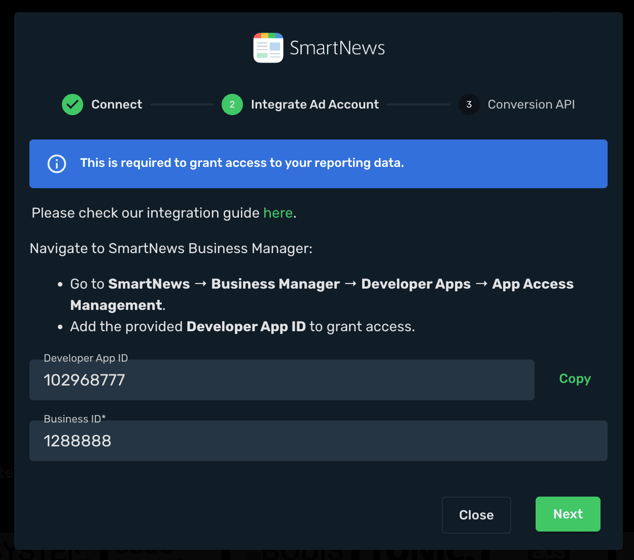 SmartNews Integration step 3