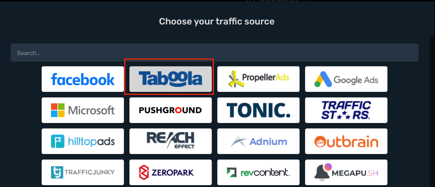 Setup Taboola traffic source step 2