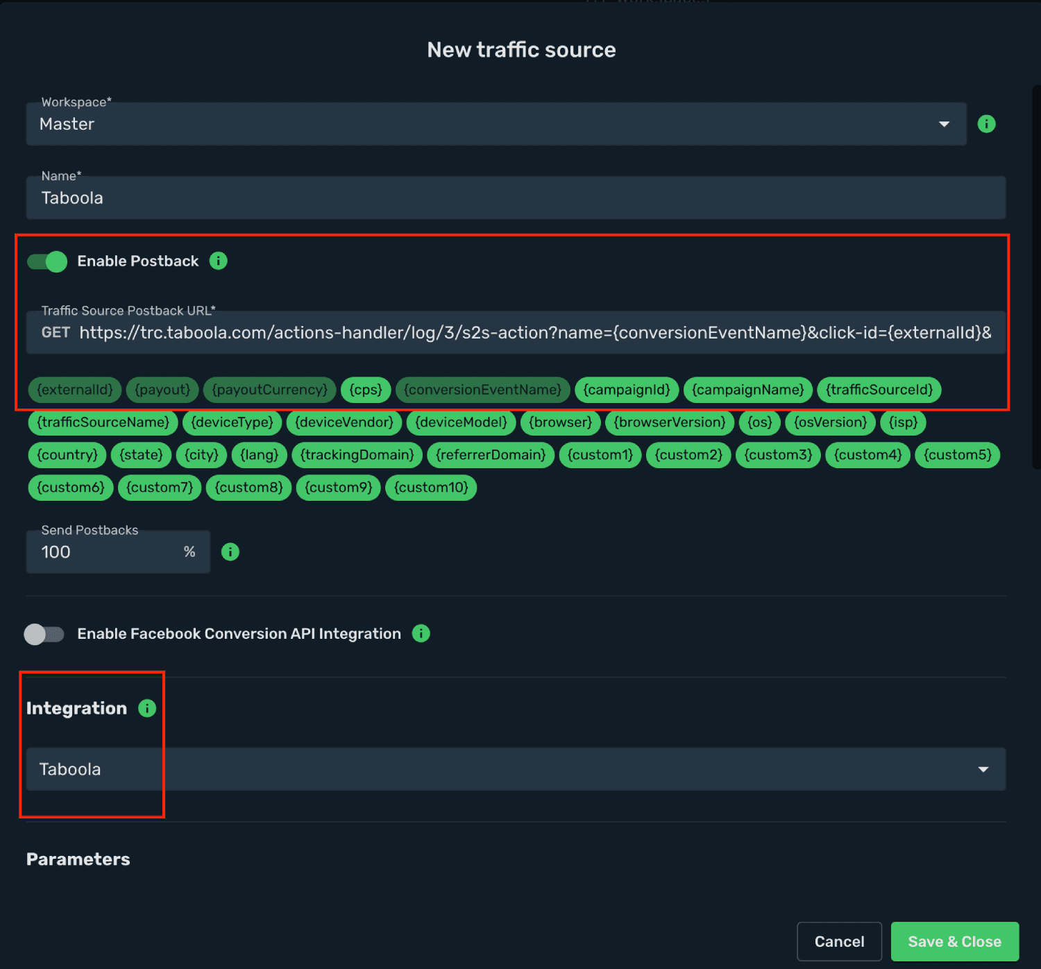 Setup Taboola traffic source step 4