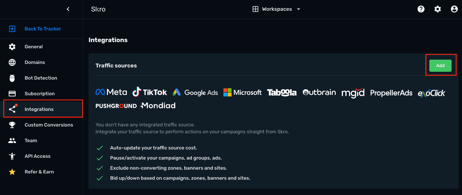 TikTok and Skro Integration step 1