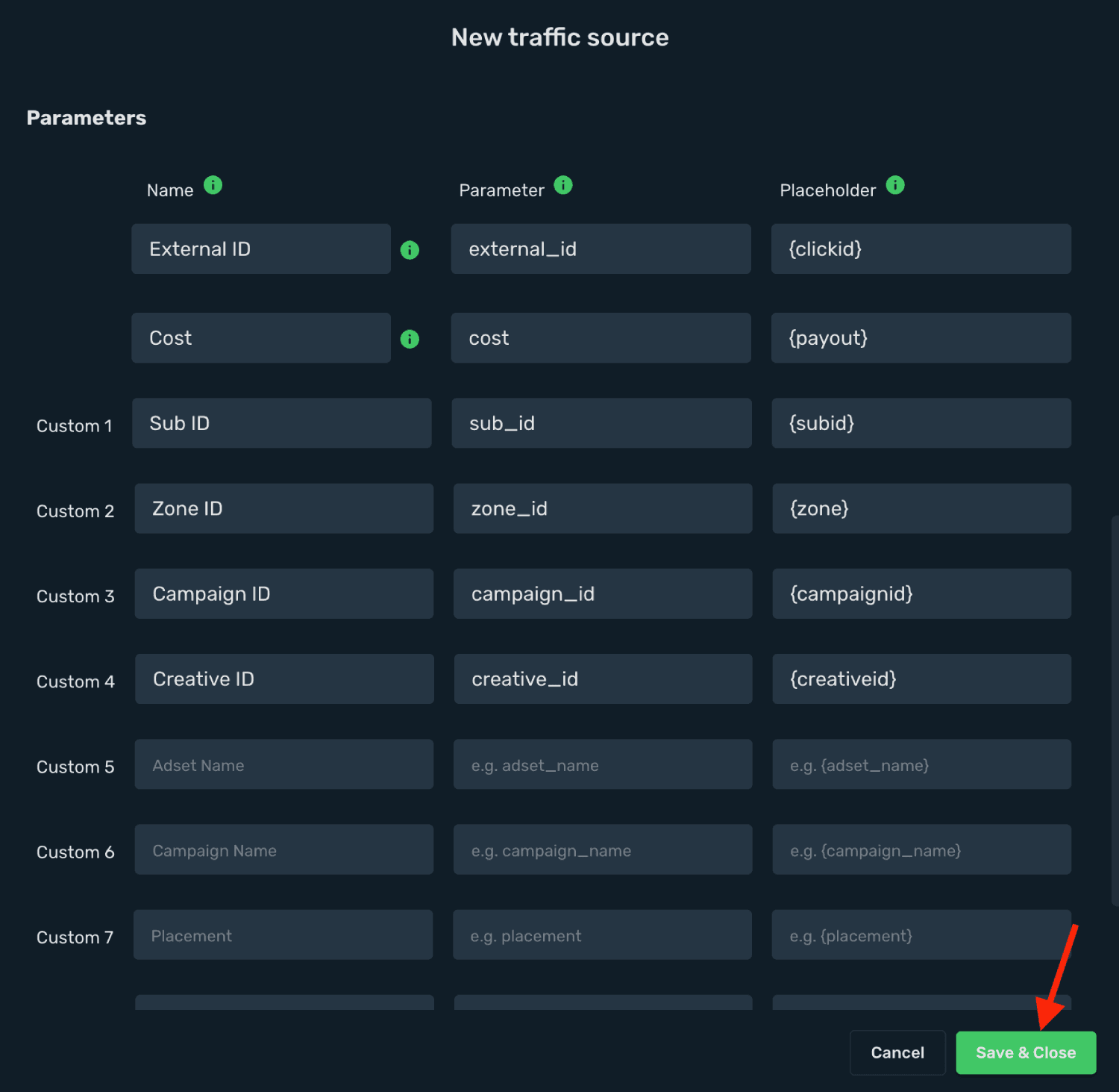 Copy Traffic Nomads Postback URL
