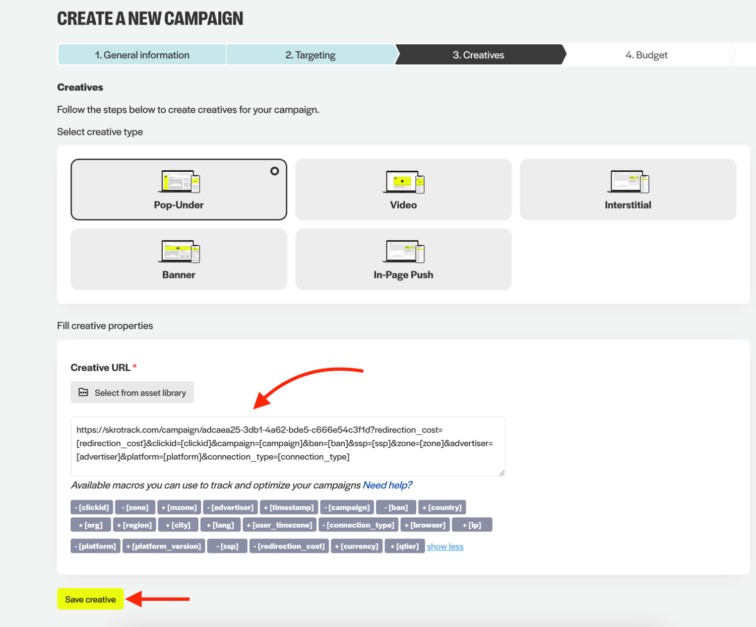 Step 3. Create a campaign on AdCash.