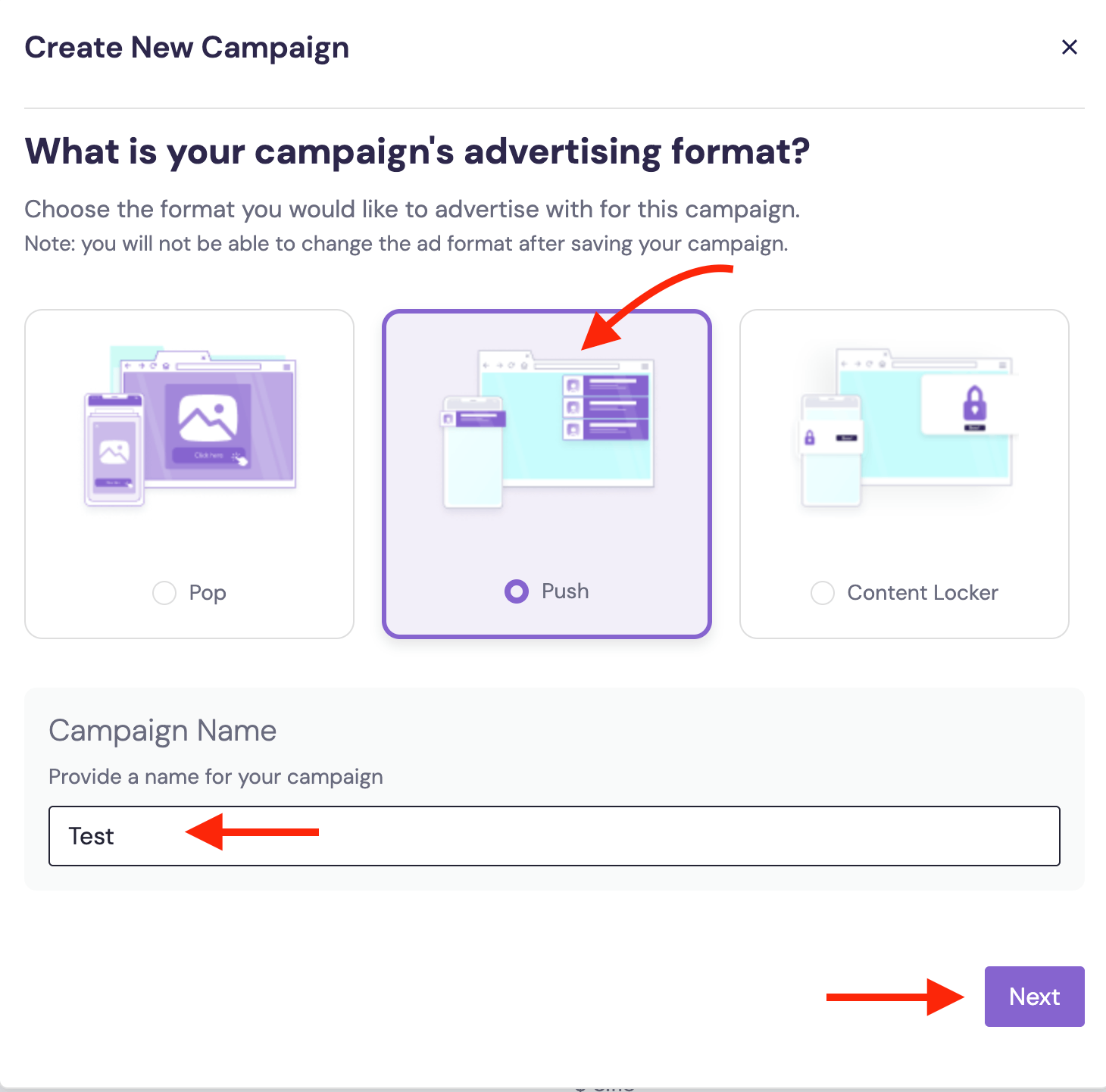 Step 2. Create a campaign on AdMaven.