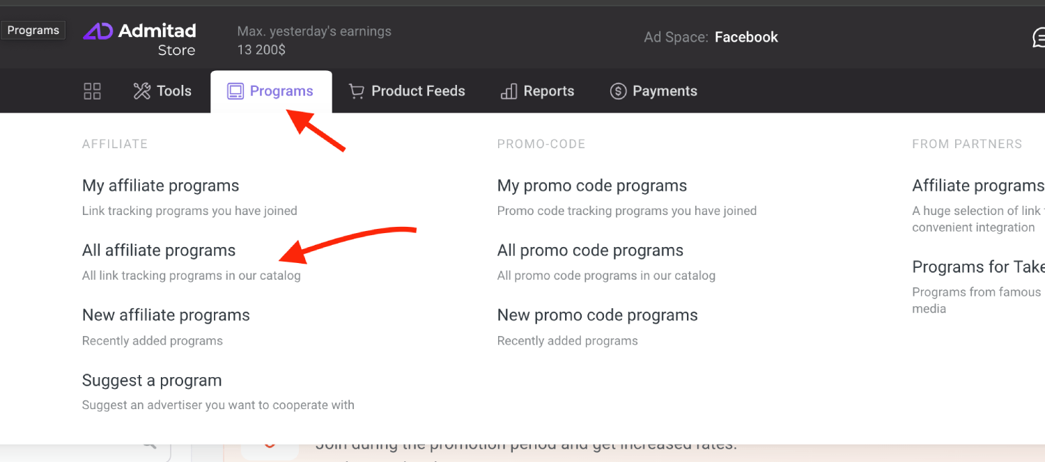 Get Admitad Offer URL link 1