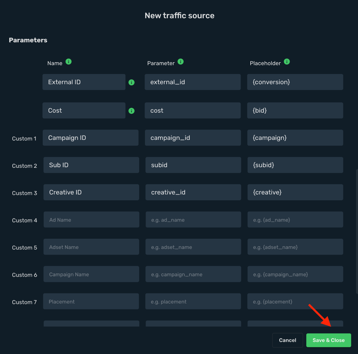 Pre-filled AdOperator Postback URL macros