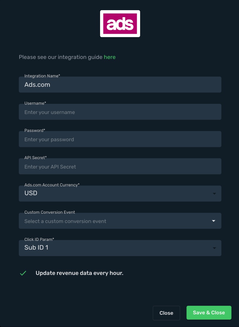 Ads.com integration step 3