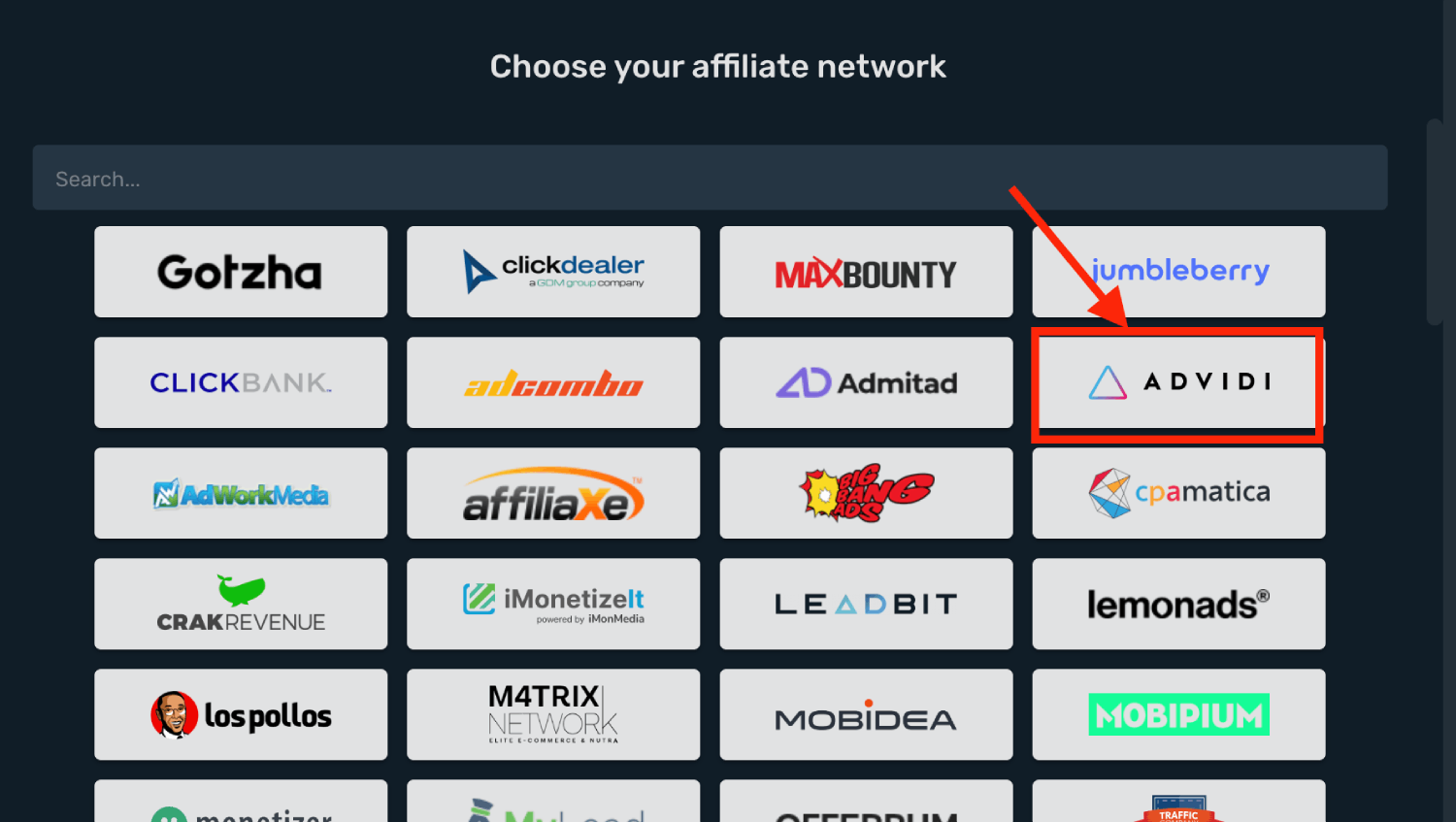 Choose Advidi prefilled template