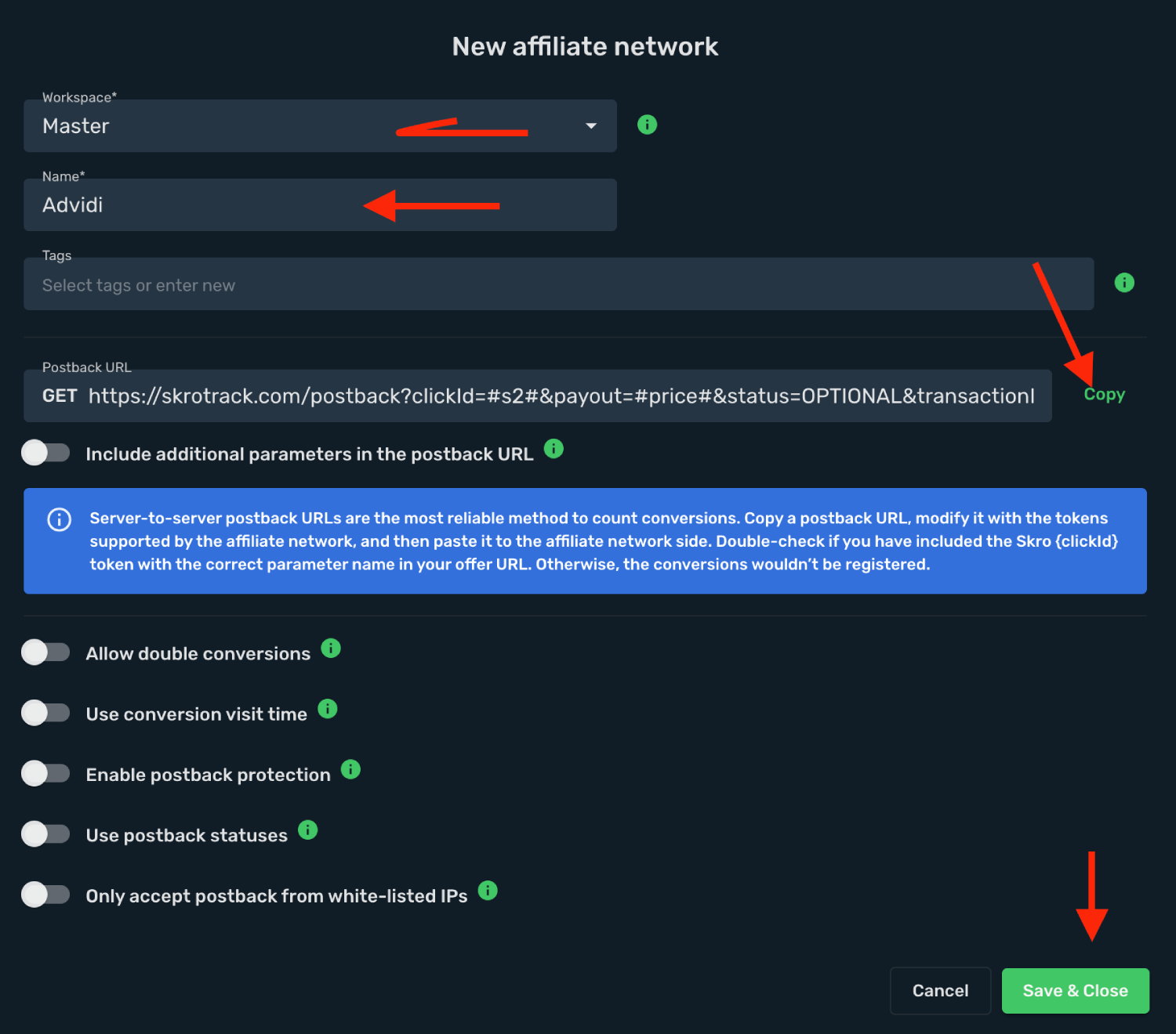 Save Advidi as affiliate network