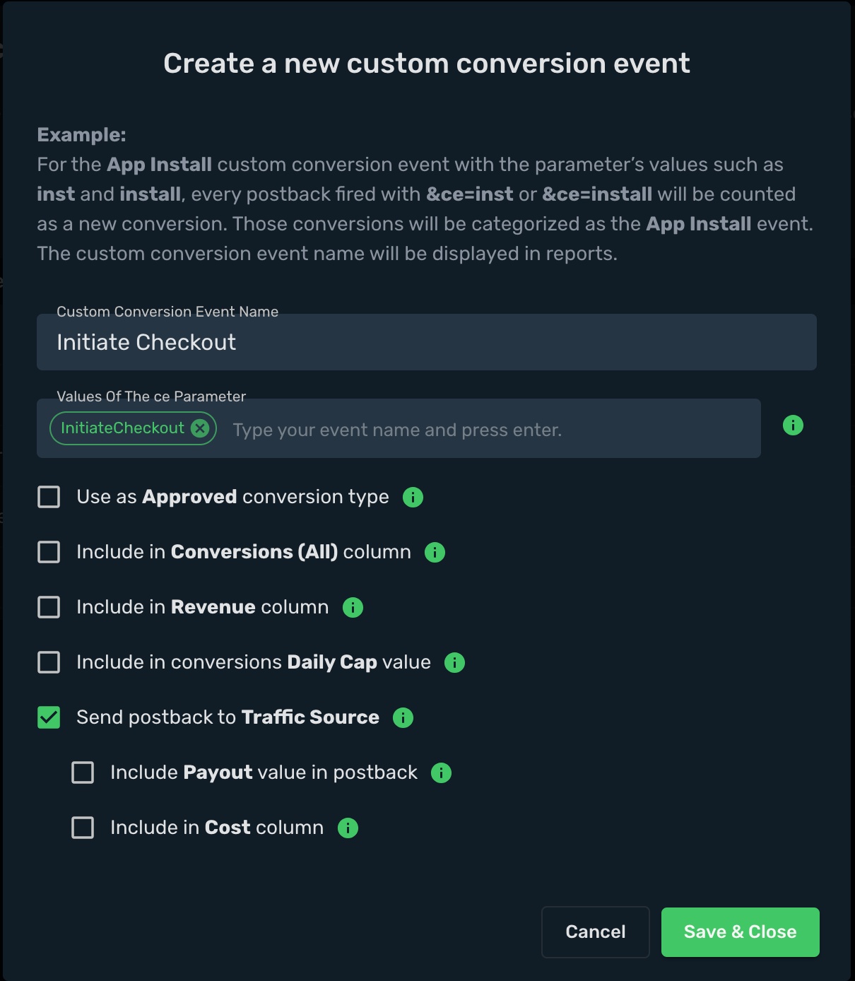 Initiate Checkout event