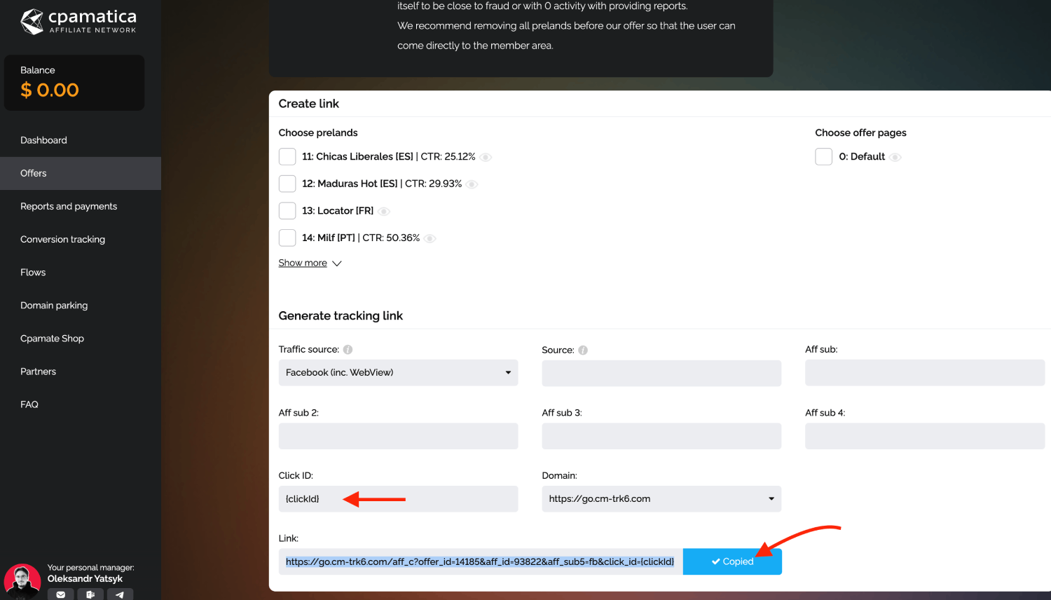 Get Cpamatica Offer URL link 2