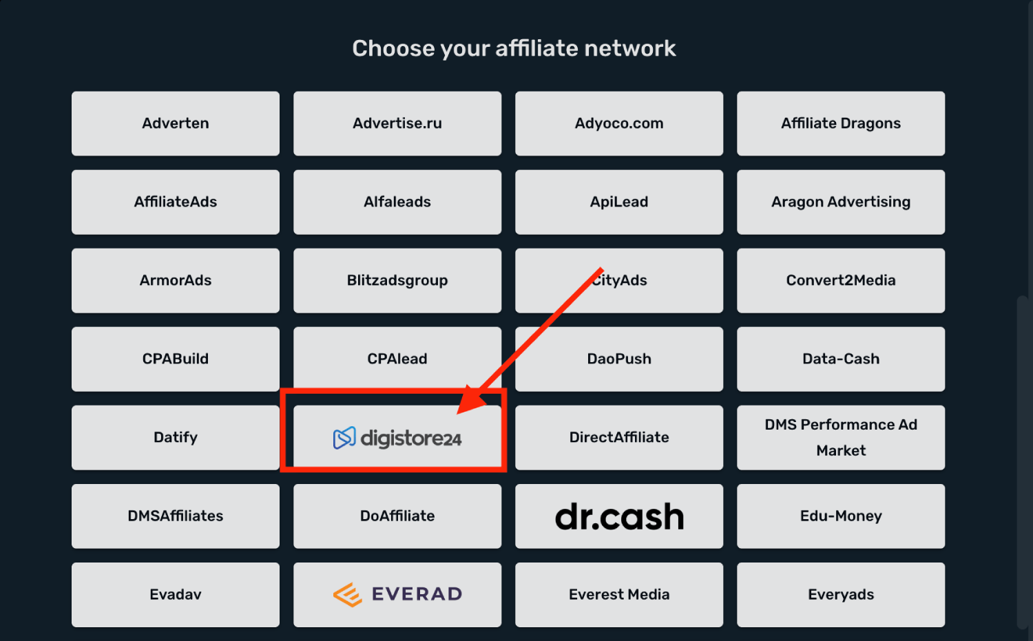 Choose Digistore24 prefilled template