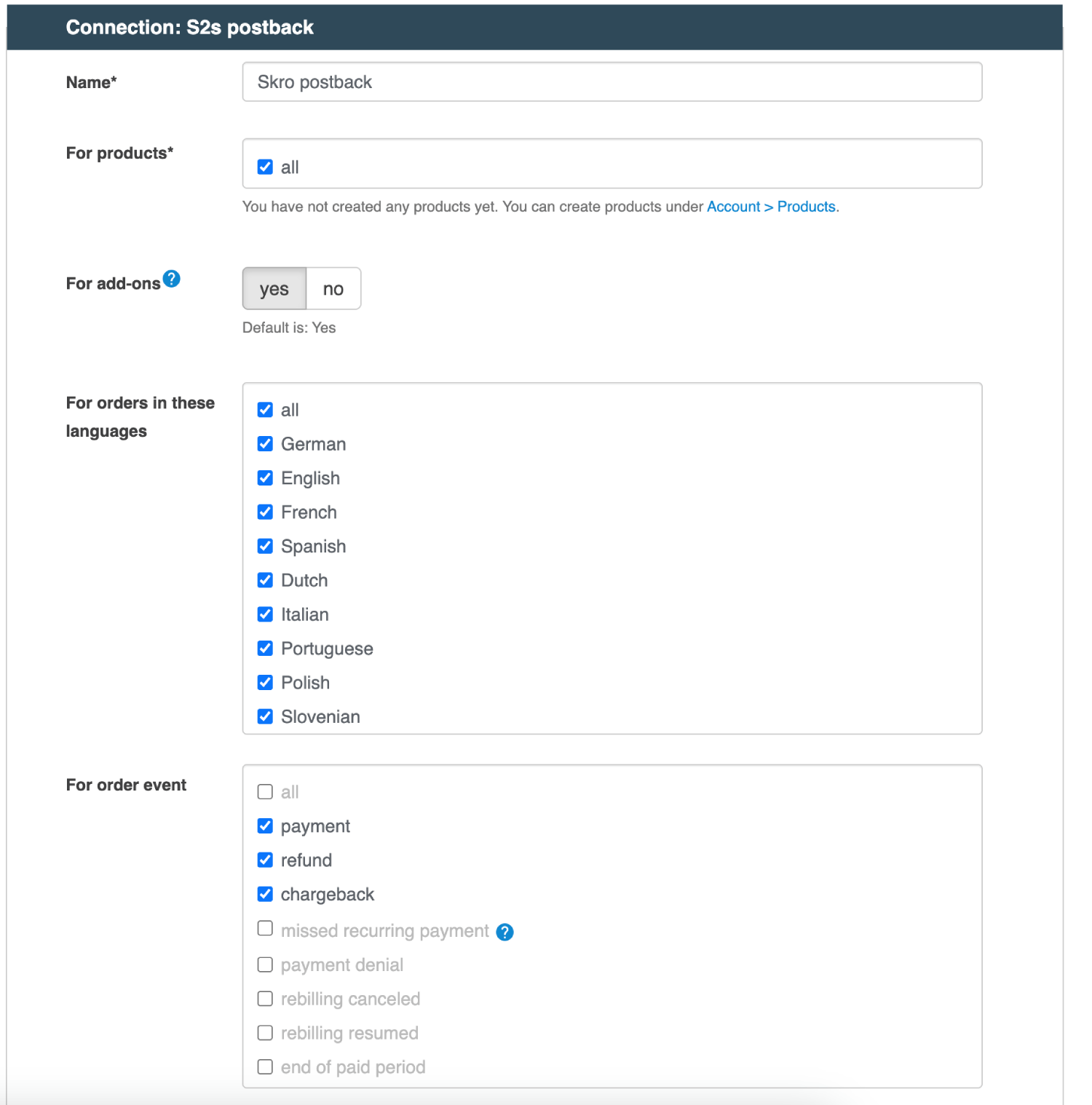 Add Digistore24 postback URL 2