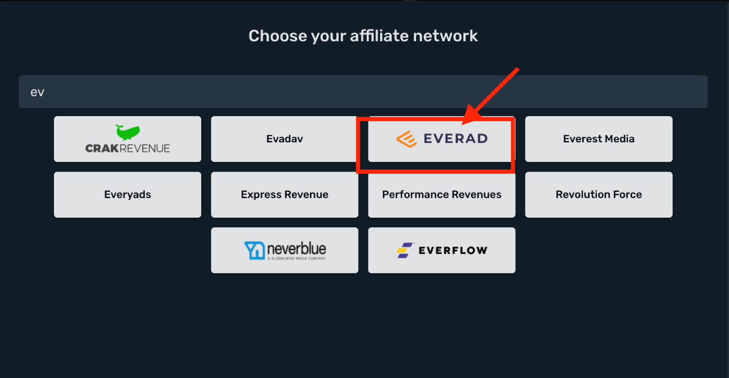 Choose Everad prefilled template
