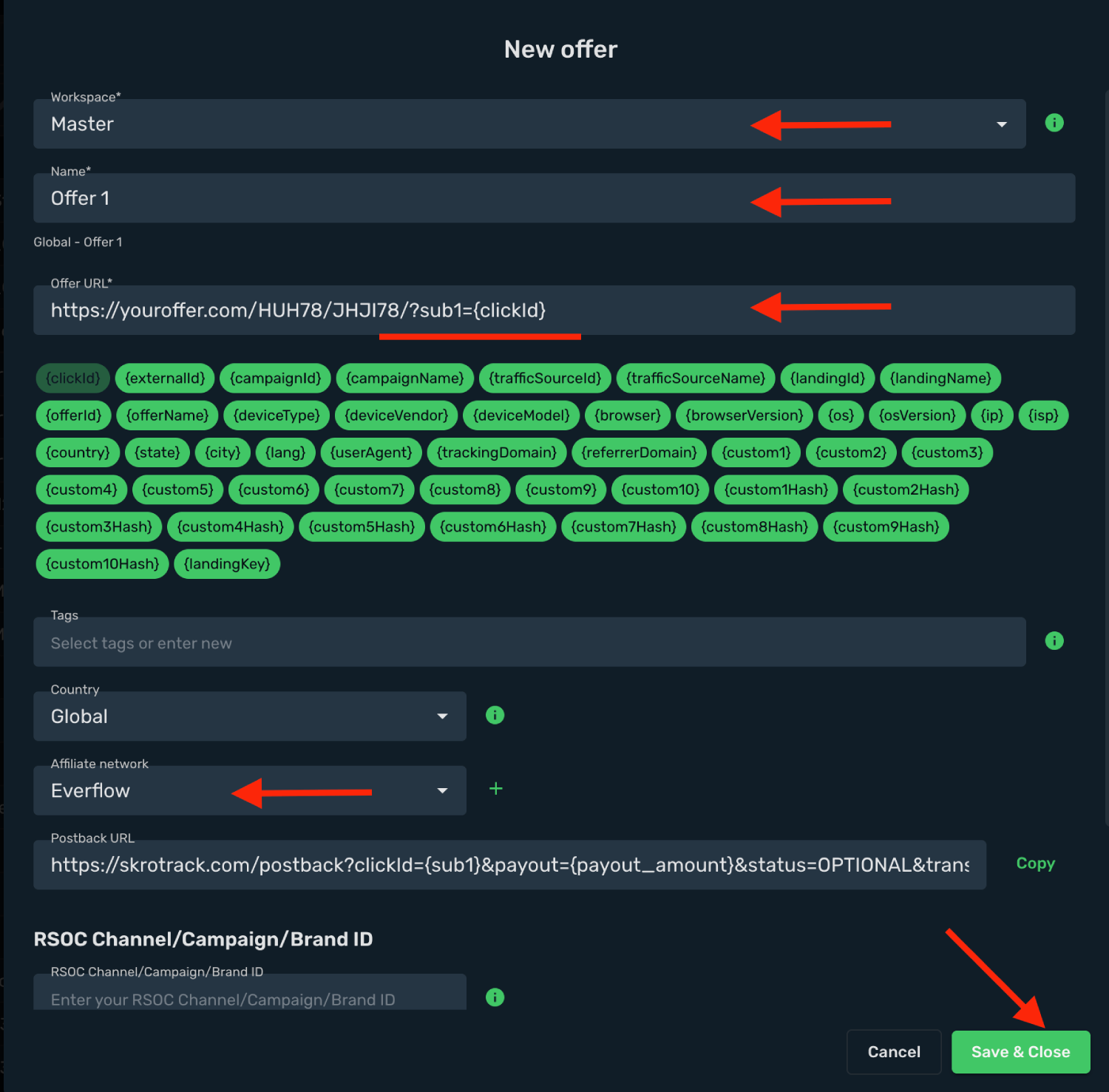 Add Everflow offer