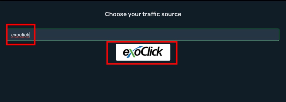 Setup ExoClick traffic source step 2