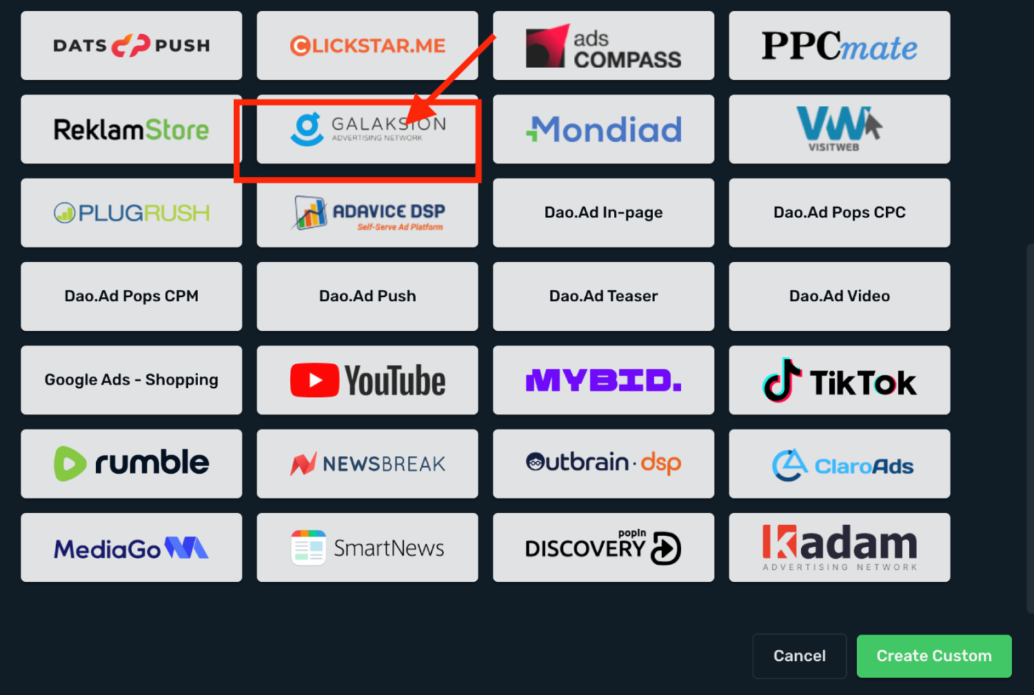 Choose Galaksion on the list