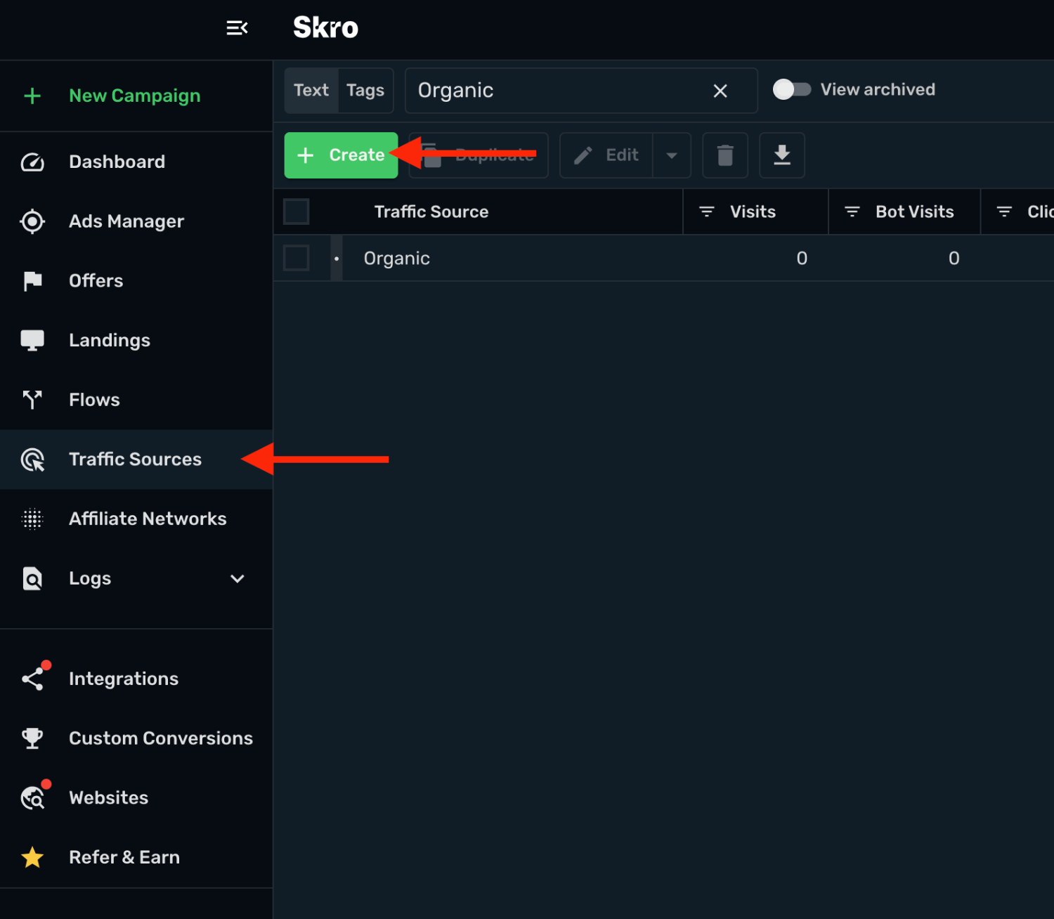 How to set up HilltopAds traffic source on Skro?