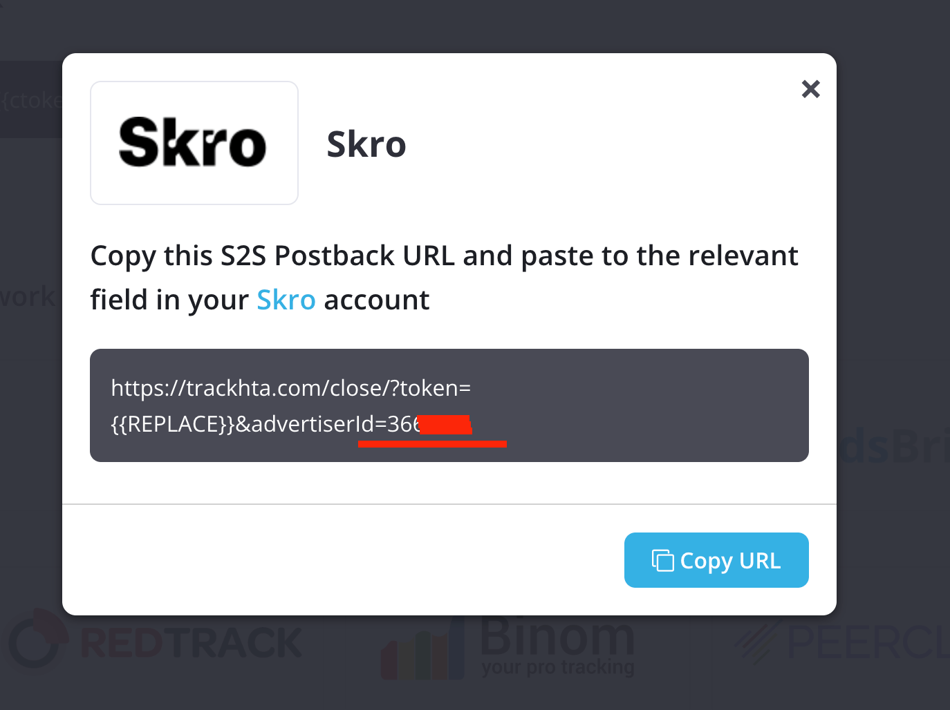 Copy HilltopAds Postback URL