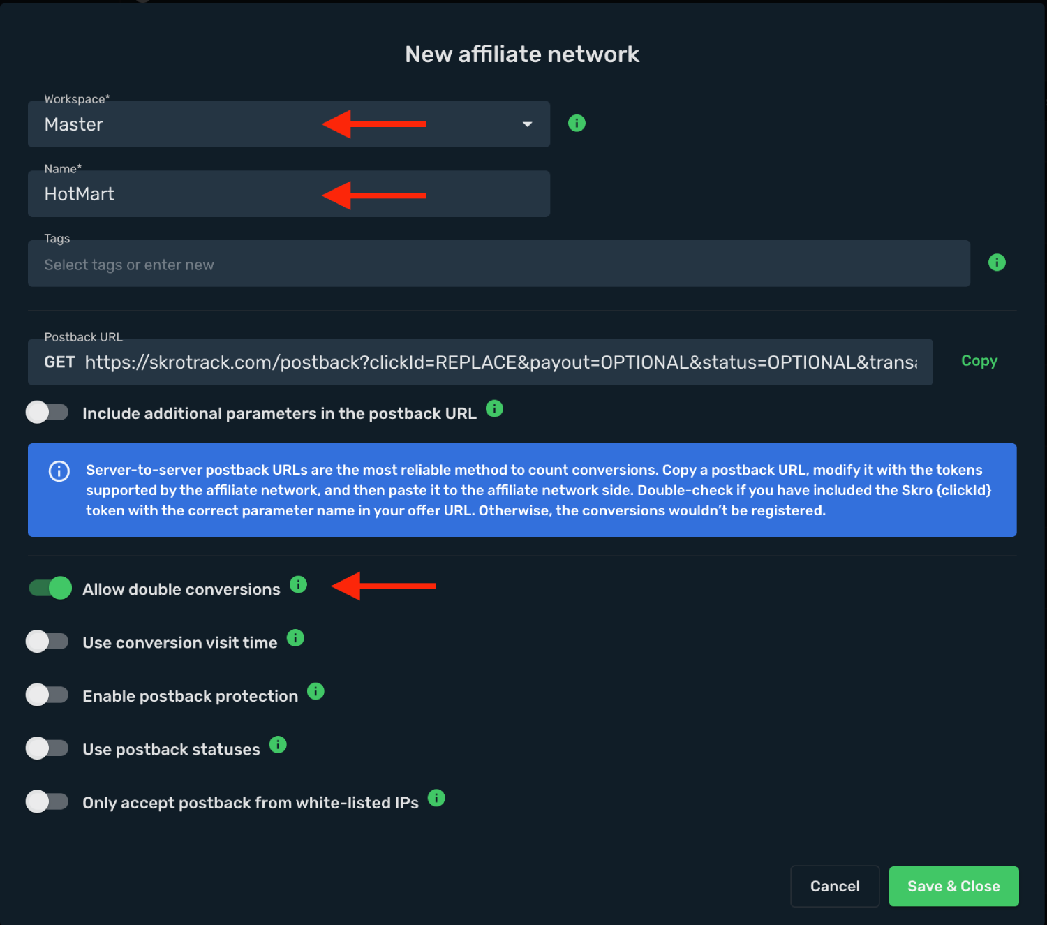 Setup Hotmart as affiliate network