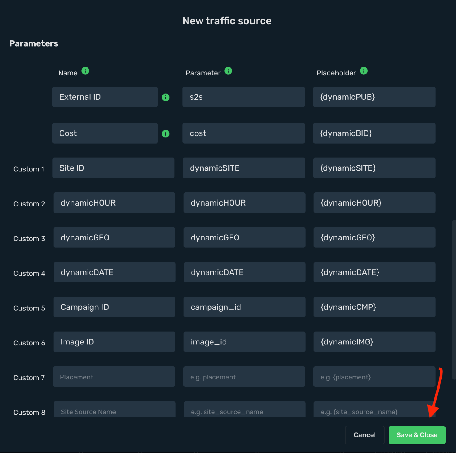 Pre-filled JuicyAds Postback URL macros