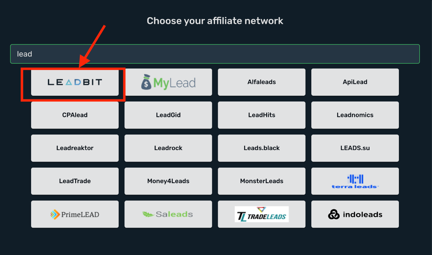 Choose Leadbit prefilled template