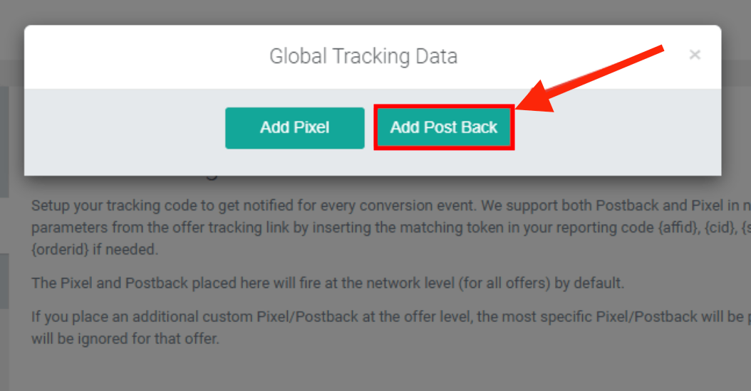 Add M4trix Network postback URL 2