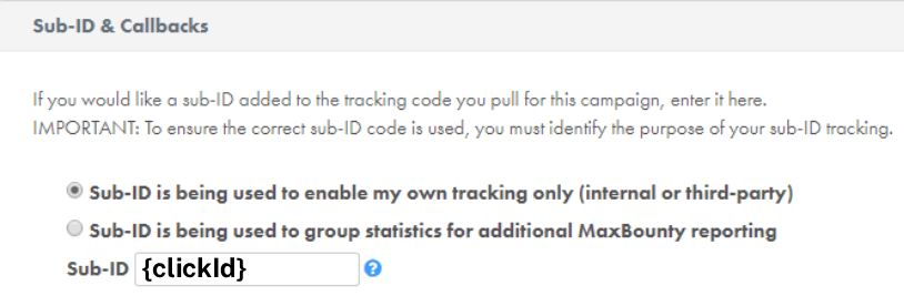 Add Maxbounty postback URL 1