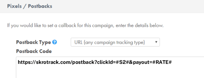 Add Maxbounty postback URL 2