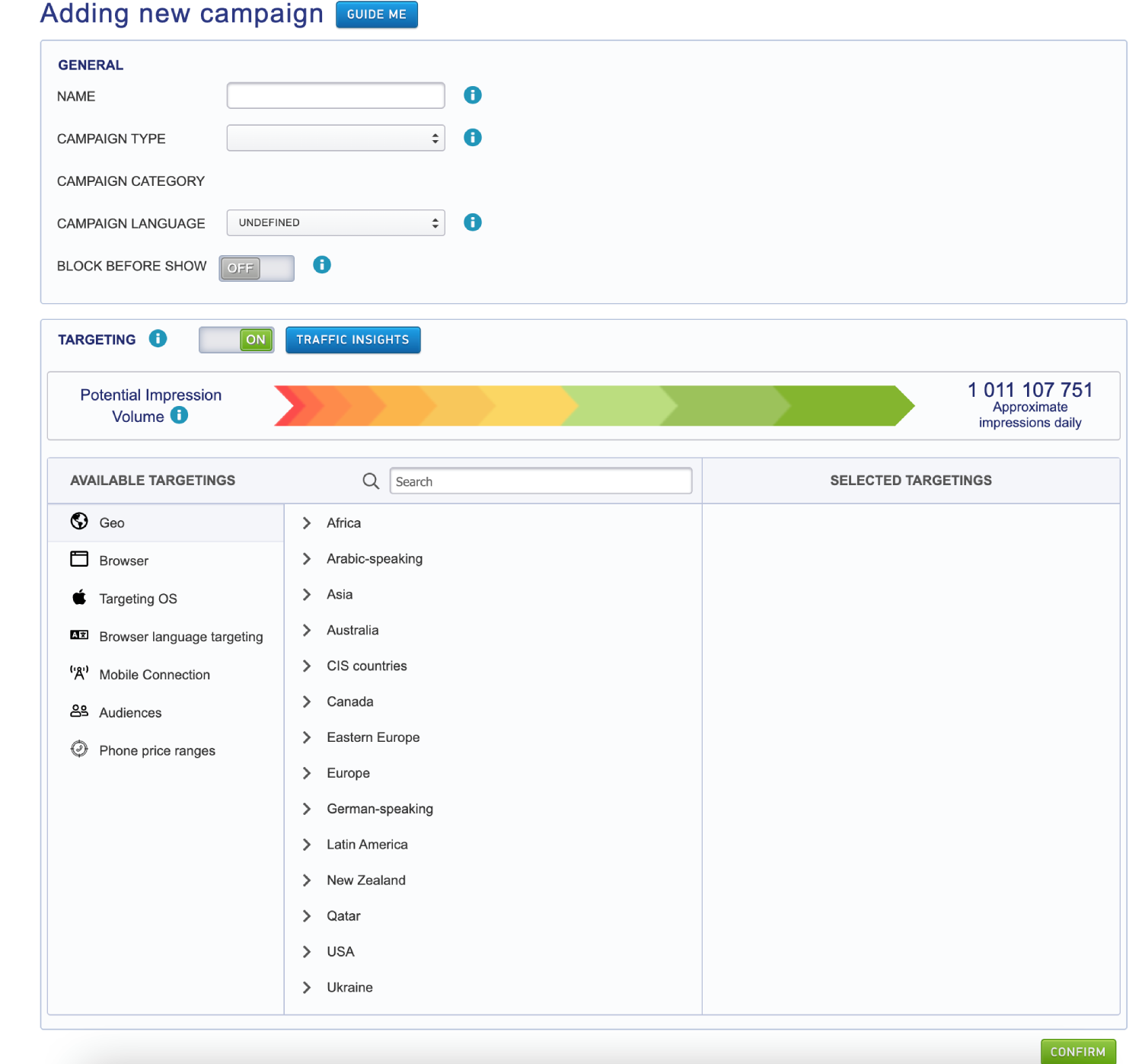 Setup MGID Campaign