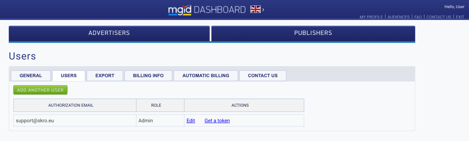 Get MGID API token