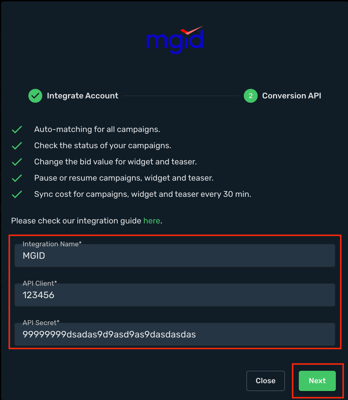 MGID Integration step 4