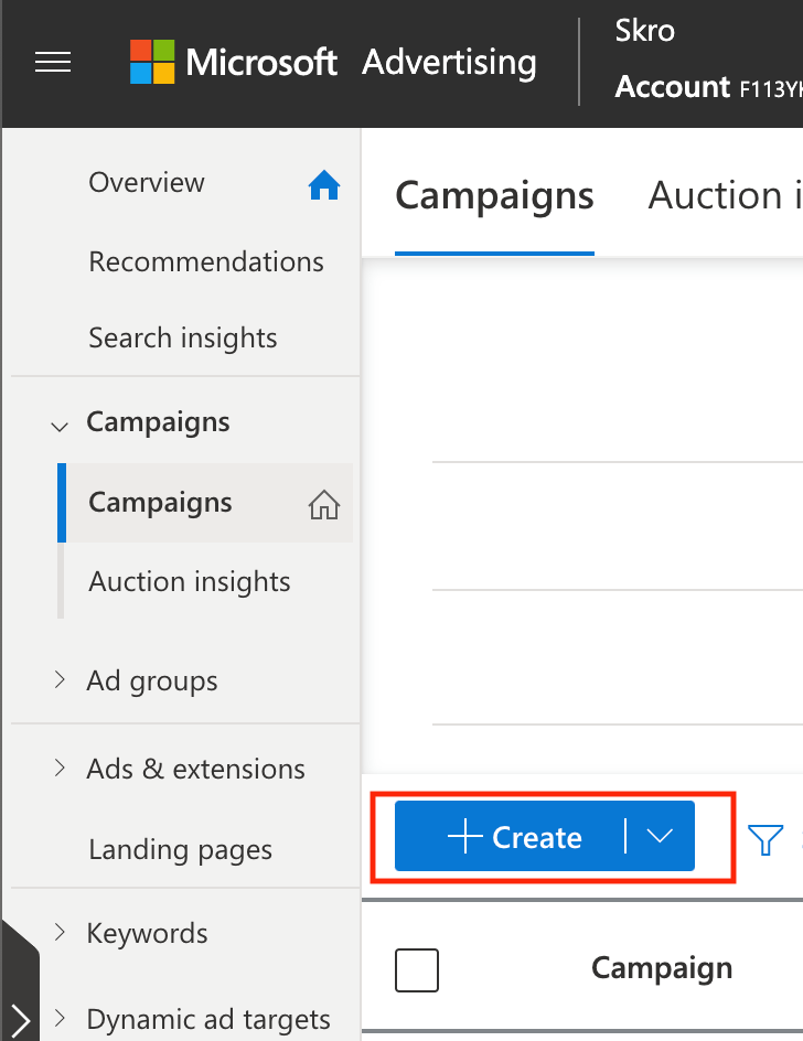 Setup Microsoft Campaign
