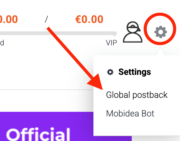 Add Mobidea postback URL 1