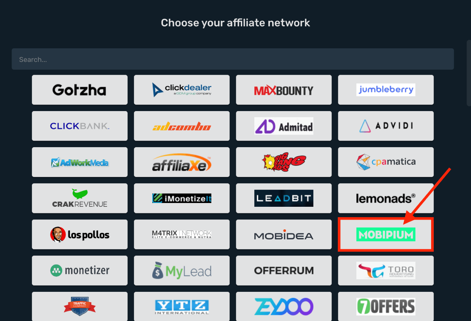 Choose Mobipium prefilled template