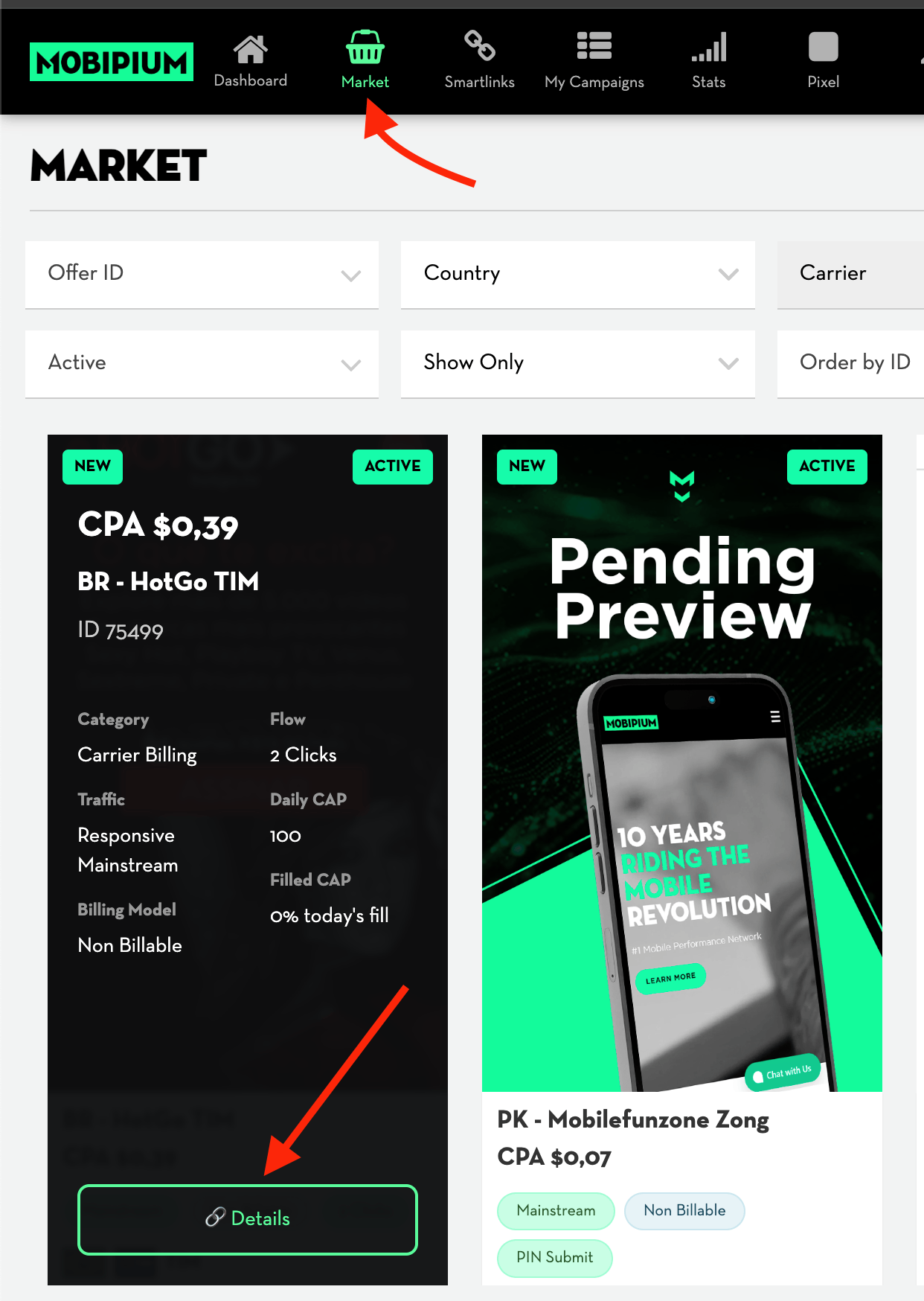 Get Mobipium Offer URL link 1