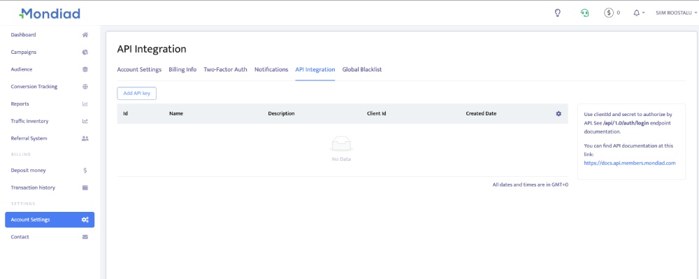 Mondiad API Token 1
