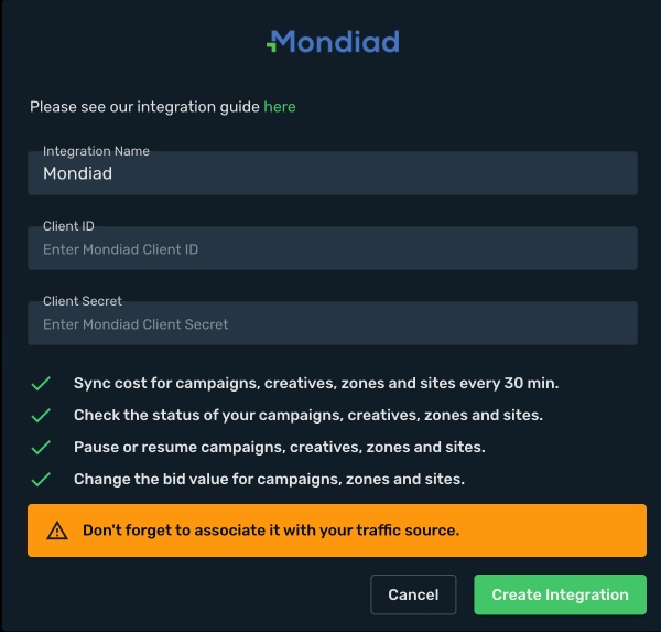Mondiad Integration step 3