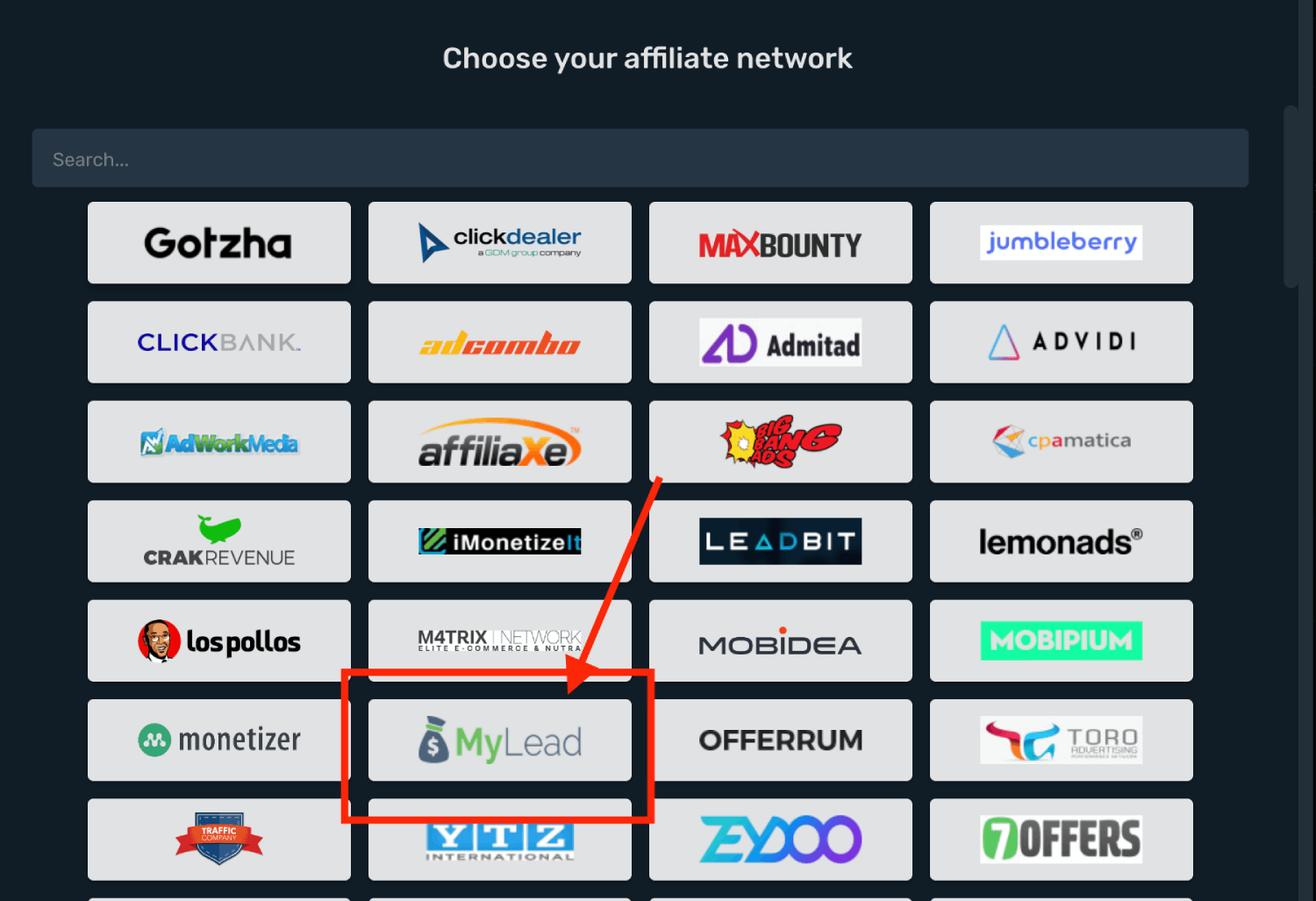 Choose MyLead prefilled template