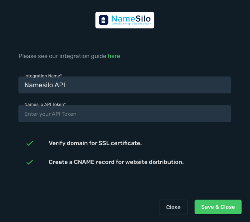 Namesilo Integration Step 3