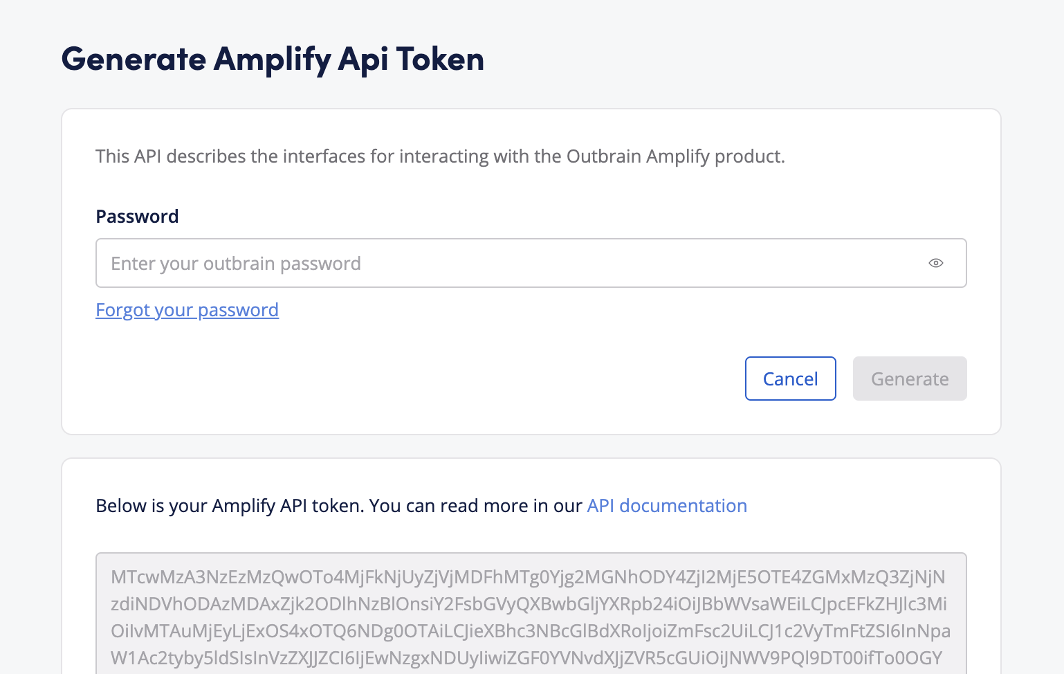 Get Outbrain API token
