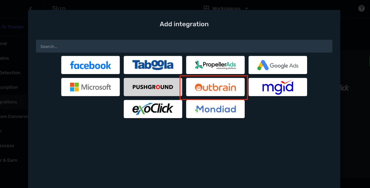 Outbrain Integration step 2