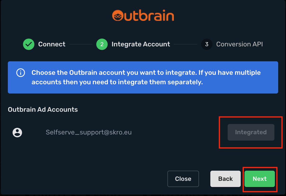 Outbrain Integration step 4