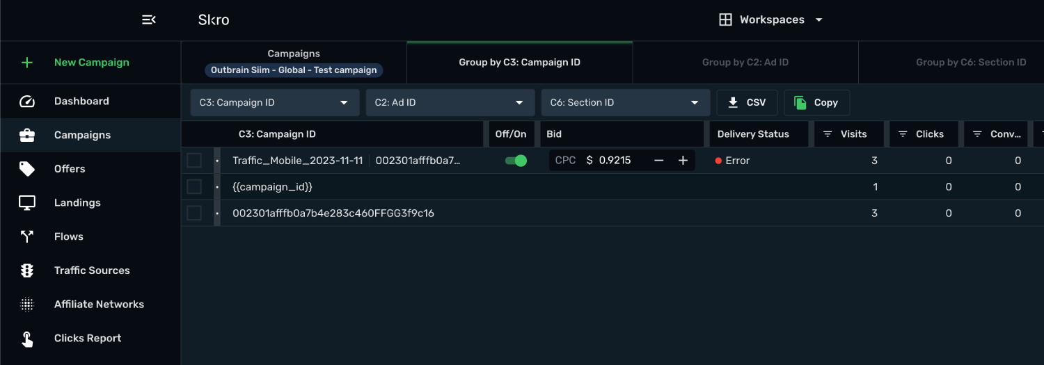Manager Outbrain campaigns